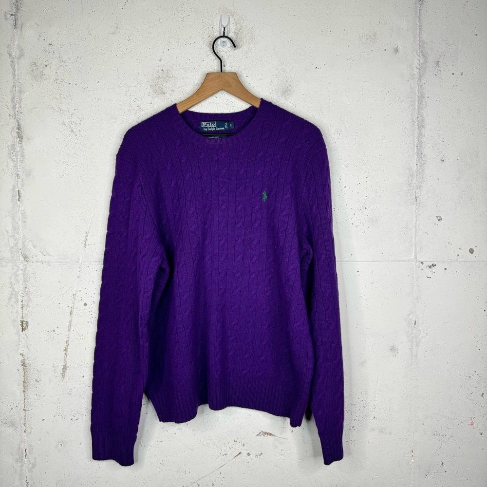 Polo Ralph Lauren Vintage Cable Knit Wool Rabbit Blend Sweater Lg